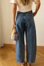 High Waisted Wide Leg Blue Jeans - Image 2