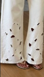 White Wide Leg Jeans With Cutout Detail - Image 2