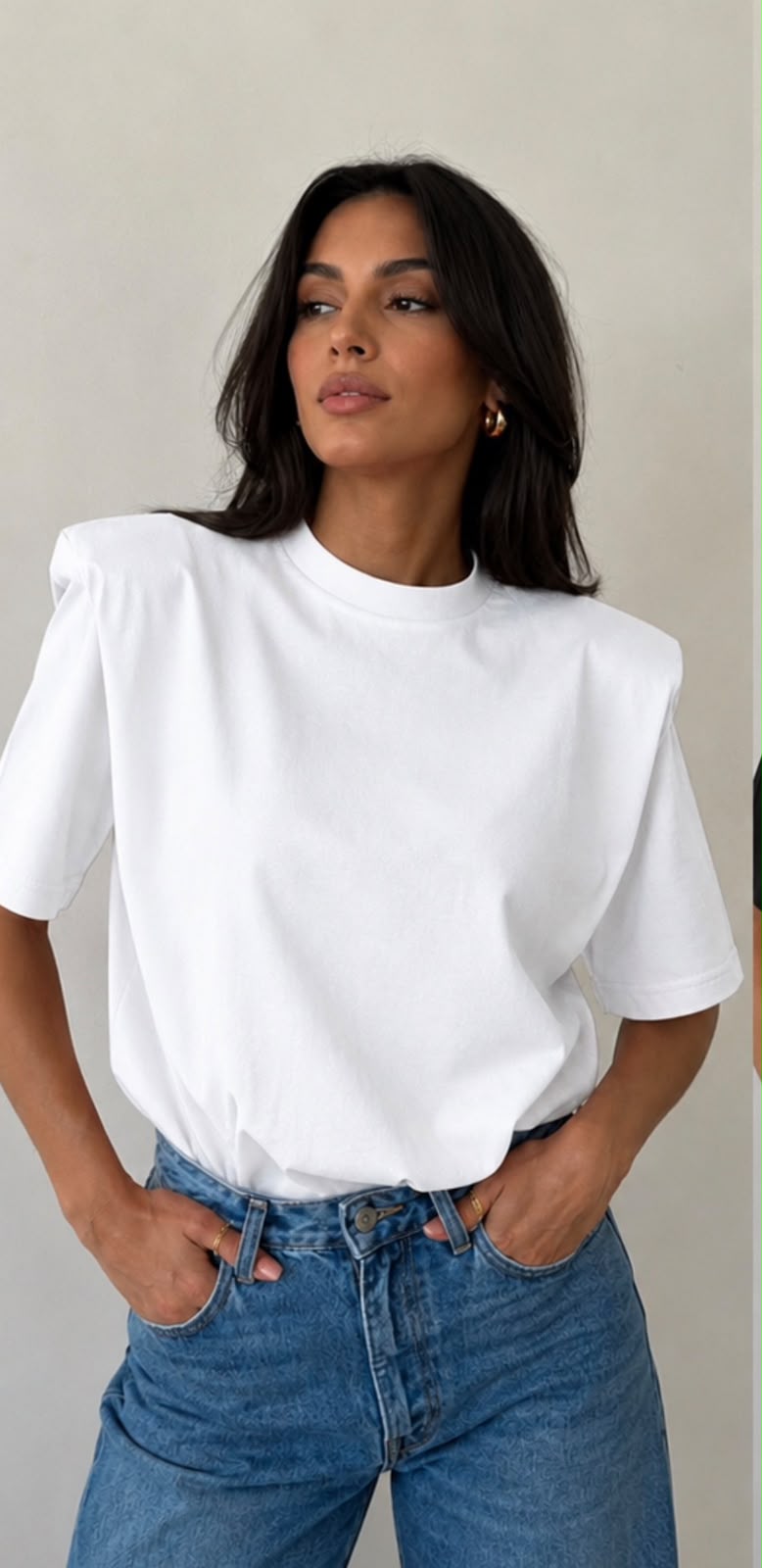 WhatsApp Image 2026-06-09 at 9.40.22 PM White Short Sleeve Shoulder Pad T-Shirt - Image 1