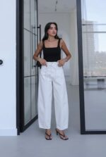 High Waist White Wide Leg Jeans