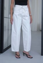 High Waist White Wide Leg Jeans - Image 3
