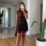 Sheer Brown Sequin Mini Dress