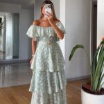 Mint Green Off Shoulder Ruffle Maxi Dress