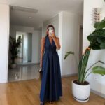 Navy Blue Halter Maxi Summer Dress