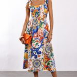 Multicolor Tile Print Midi Sundress