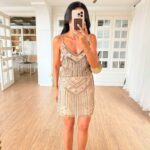 Beige Sequin Embellished Cami Set