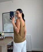 Gold Sleeveless Knit Tank Top - Image 2