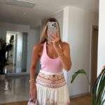 Pink Ribbed Halter Neck Tank Top