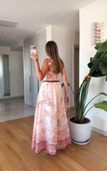 Pink Floral Print Sleeveless Maxi Dress - Image 2