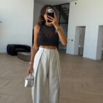 High Waist Wide Leg Beige Pants