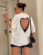 White Heart Cutout T-shirt