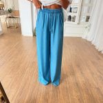 Women's Blue Wide Leg Lounge Pants