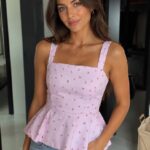 Pink Floral Peplum Sleeveless Top