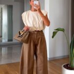 Wide Leg Brown High Waist Pants