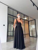 Black Lace Evening Maxi Dress