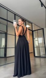 Black Lace Evening Maxi Dress - Image 2