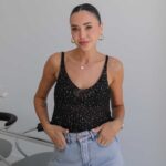 Black Sequin Sleeveless Tank Top