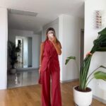 Red Sleeveless Top and Wide Leg Pants Set