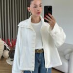 White Button Up Collared Jacket