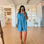 Blue Denim Shirt and Shorts Set