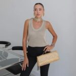 Gold Sleeveless Knit Top With Choker