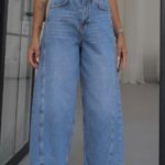 High Waist Wide Leg Blue Jeans
