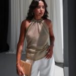 Gold Metallic Halter Neck Top