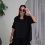 Black Short Sleeve Top and Shorts Set