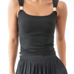 Black Tank Top With Gold Buckle Straps