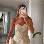 Gold Sequin Strapless Bustier Top