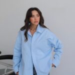 Light Blue Oversized Button-Up Shirt