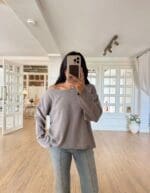 Relaxed Boat-Neck Knit Sweater