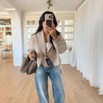 Beige Draped Blazer