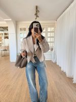 Beige Draped Blazer