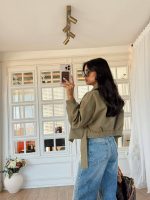 Olive Draped Collar Casual Blazer - Image 2