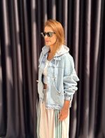 Light Blue Denim Hoodie Jacket - Image 2