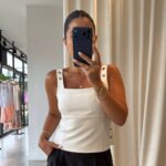 White Square Neck Tank Top