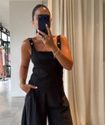 Black Square Neck Tank Top