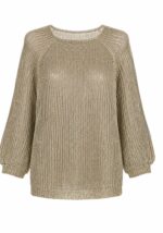 Gold Knit Sweater With Balloon Sleeves - Image 2
