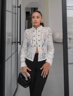 White Lace Button Front Jacket