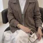 Taupe Embellished Suede Jacket