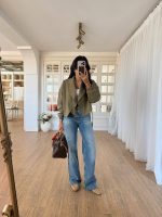 Olive Draped Collar Casual Blazer
