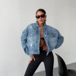 Distressed Blue Denim Oversized Jacket