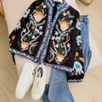 Navy Floral Embroidered Jacket - Image 2