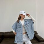 Oversized Light Blue Denim Vest