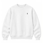 White Crewneck Sweatshirt with Embroidered Logo