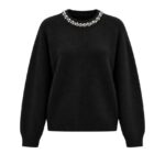 Black Sweater With Embellished Collar