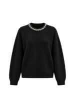 Black Sweater With Embellished Collar