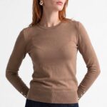 Women's Brown Long Sleeve Knit Sweater