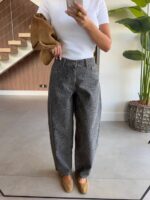 Gray Leopard Print Wide Leg Jeans